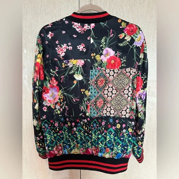 ALICE and OLIVIA Lila Oversized Patchwork Bomber Jacket - Picture 3 of 16